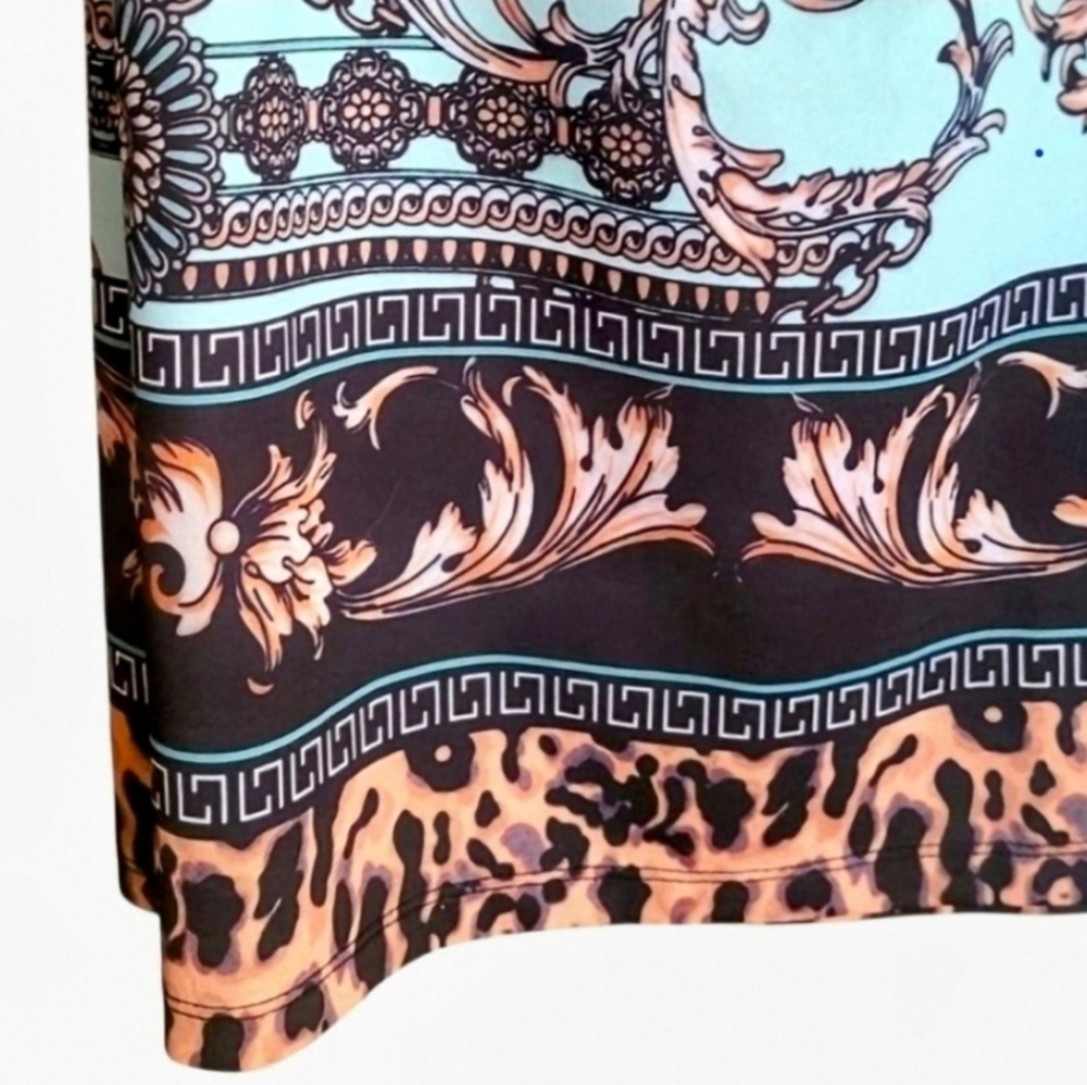Vintage VENUS Greek Key, Animal Print Mini STYLE of Versace & Ribkoff Bodycon L - Picture 3 of 7